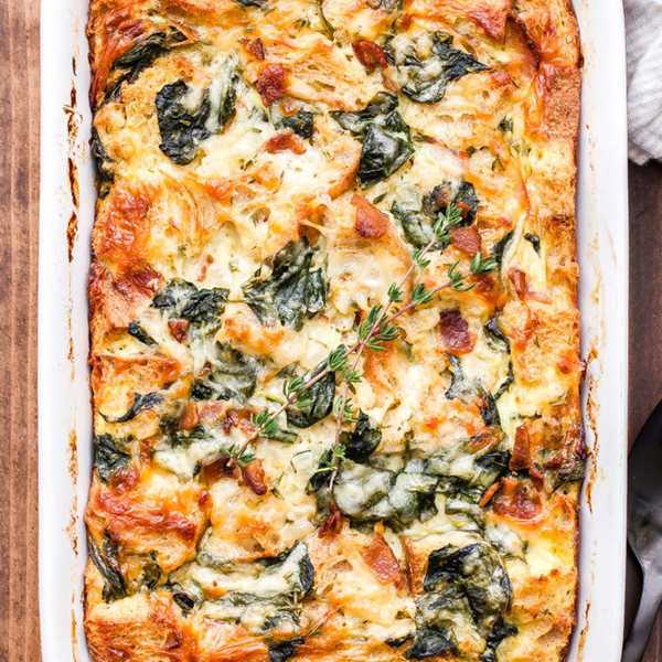 Spinach, Bacon, and Cheese Strata