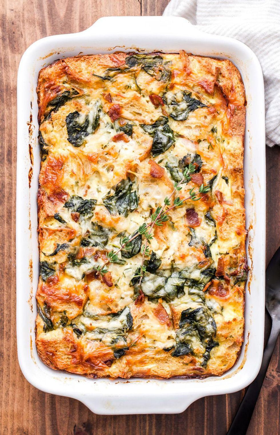 Spinach, Bacon, and Cheese Strata