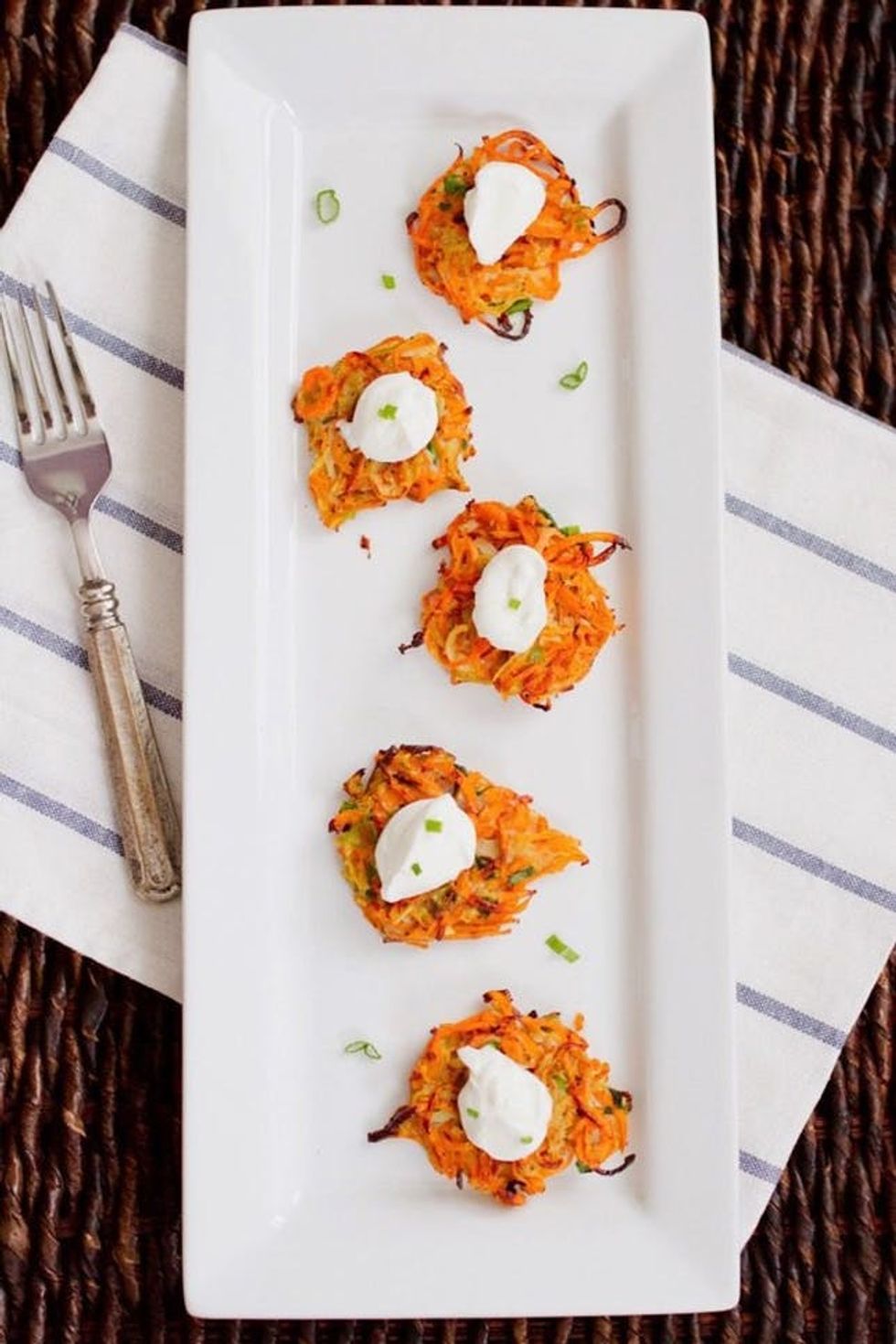 Spiralized Sweet Potato and Parsnip Latkes