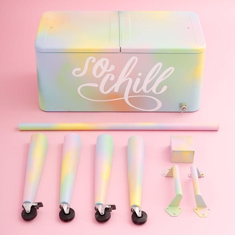 spray painting the legs and the pipes