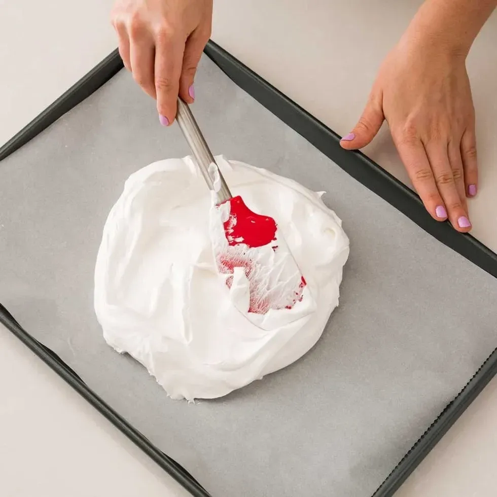 spreading the pavlova base