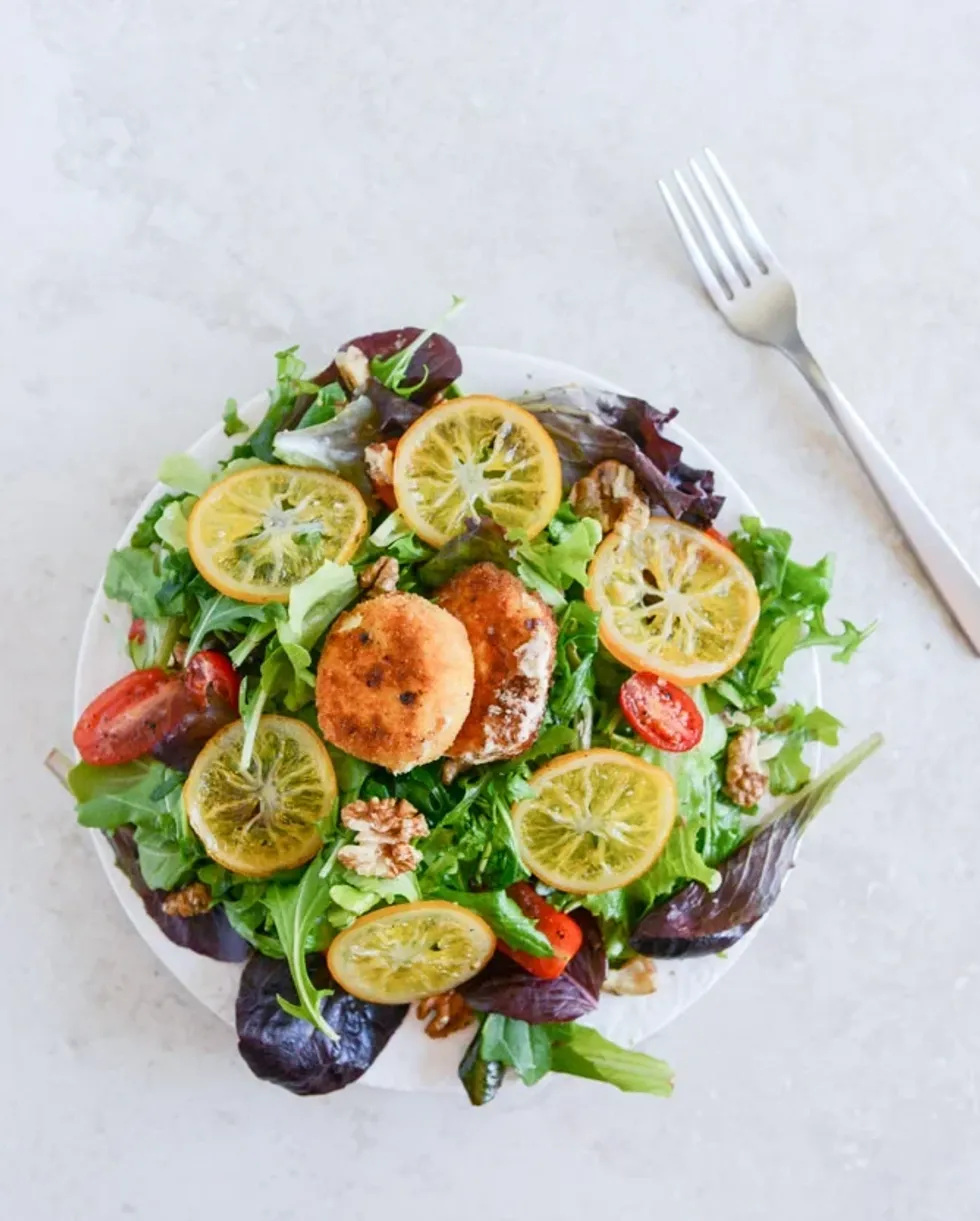Spring Greens with Candied Meyer Lemons