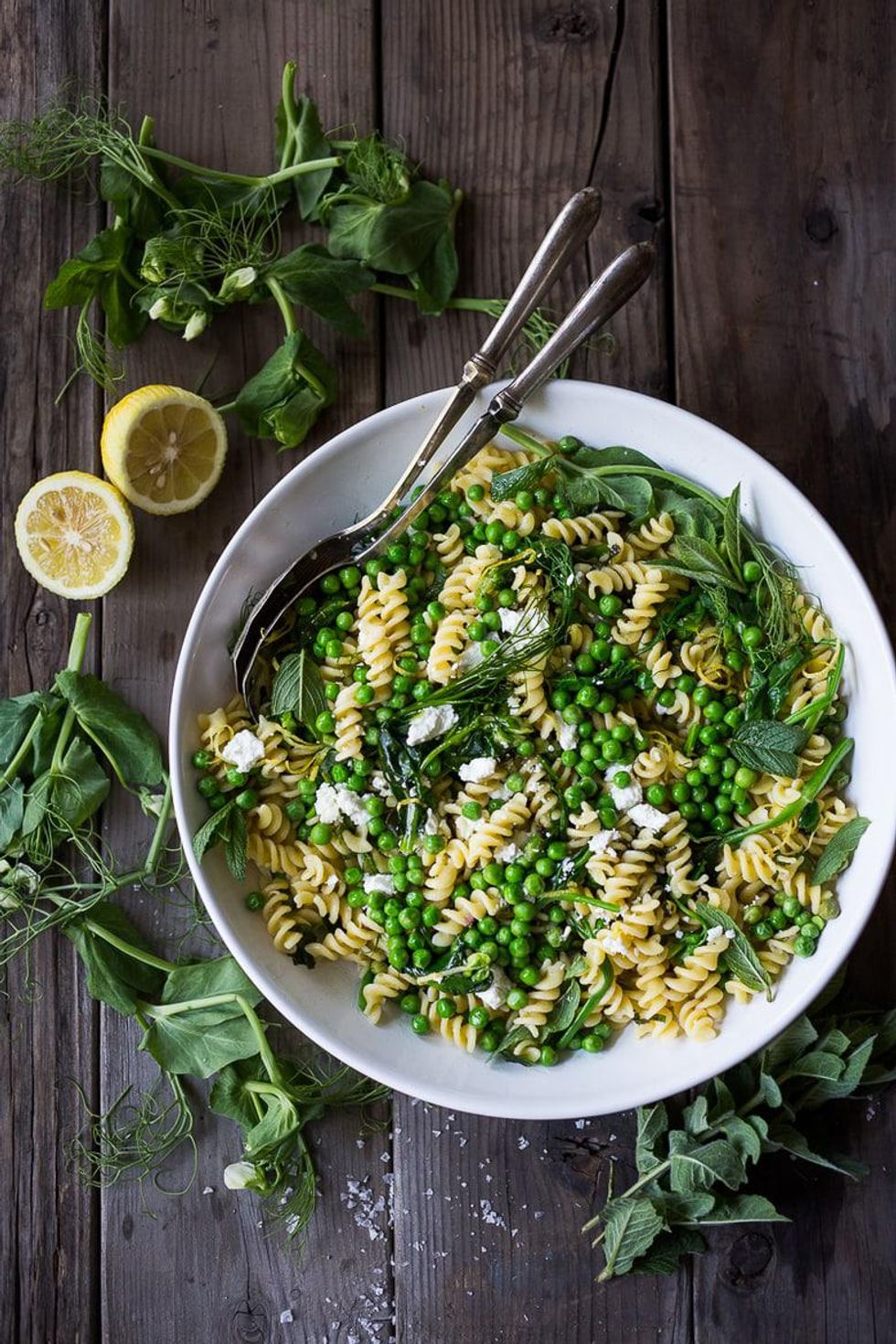 Spring Pea Pasta With Truffle Oil, Lemon and Mint salads without lettuce