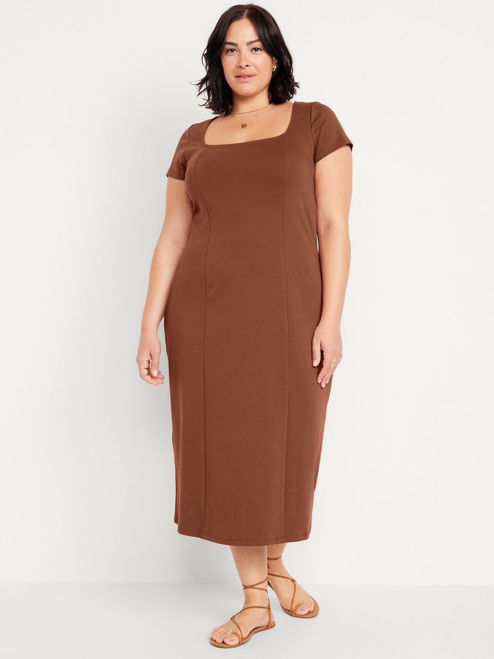 Square-Neck Midi Dress