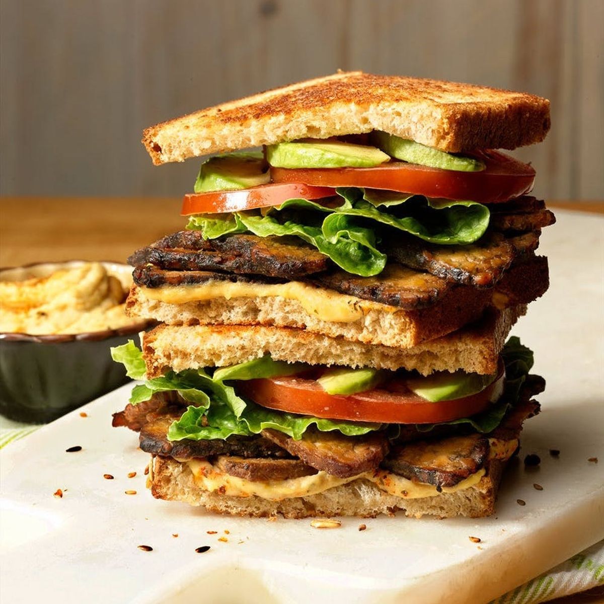 Stacked vegan sandwich