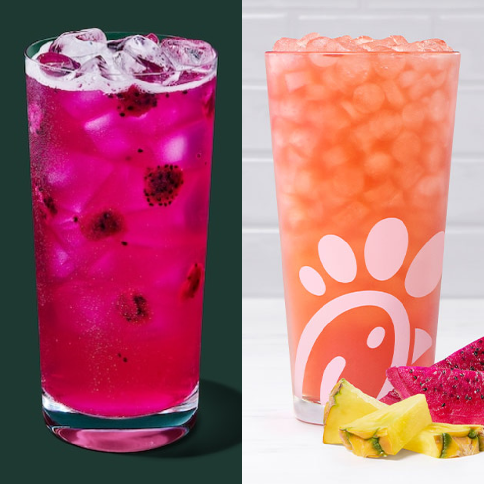 Starbucks Dragonfruit Refresher and Chick-fil-A Dragonfruit Drink
