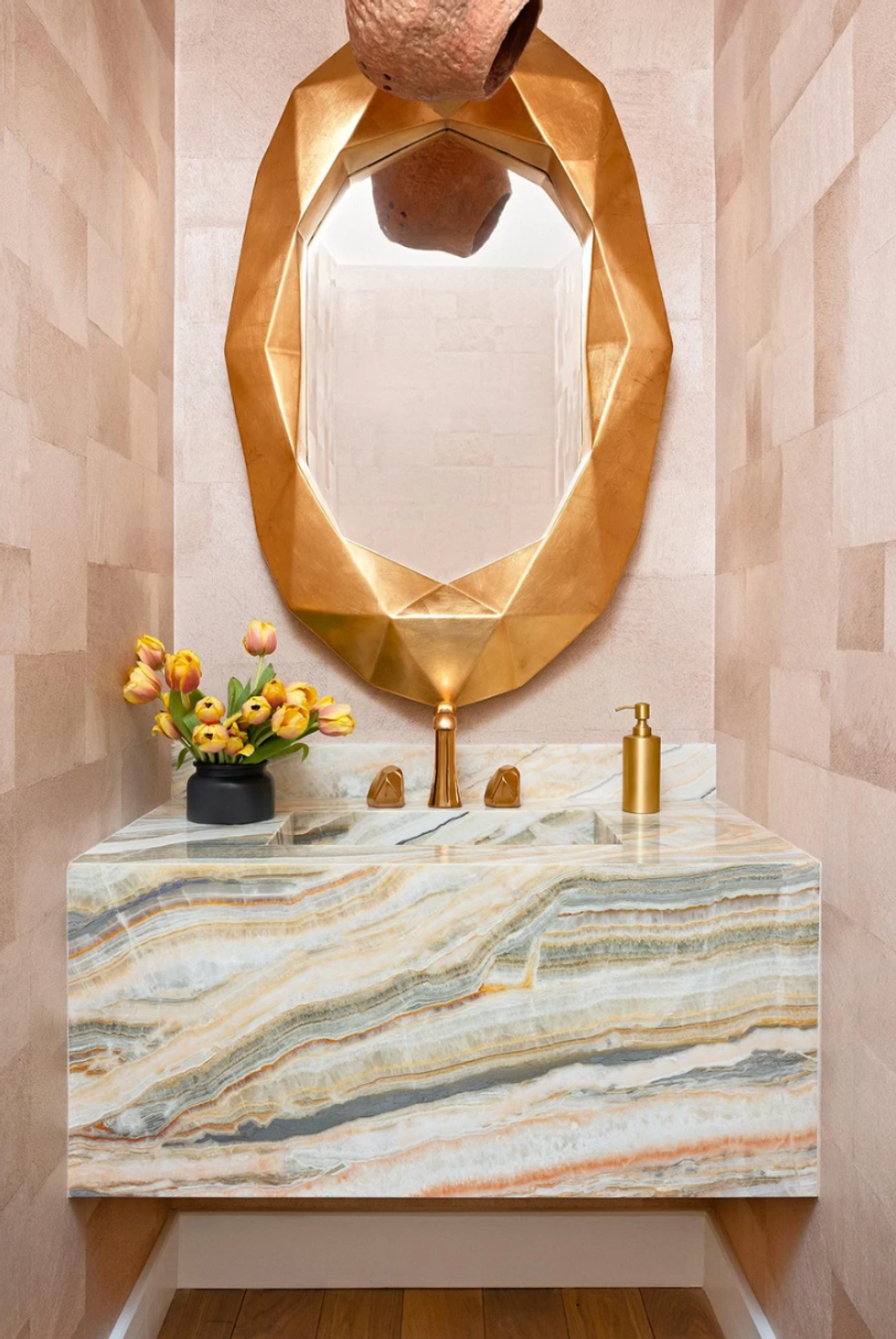 statement mirror half bath decor ideas