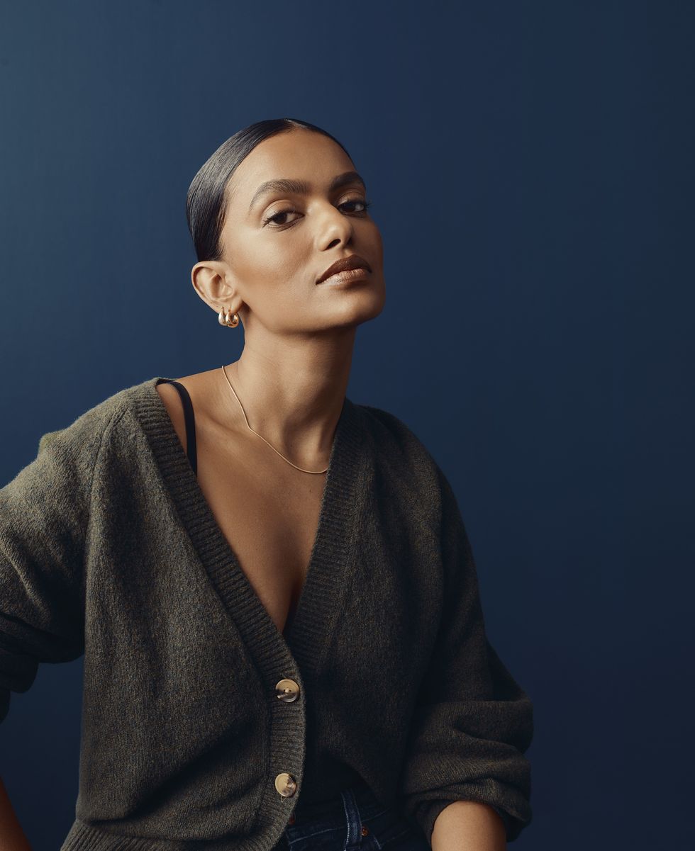 Stella Simona in the CashSoft Balloon Sleeve Cardigan for Gap