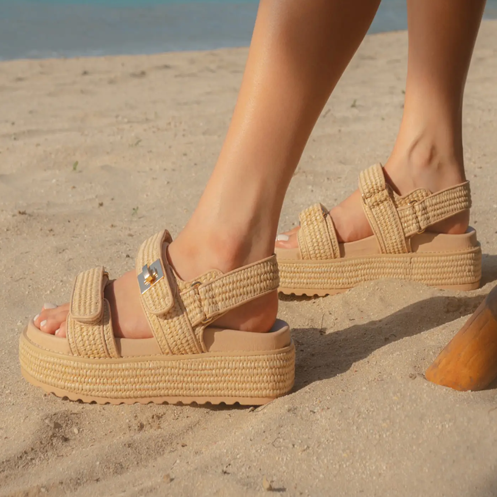 Steve Madden Bigmona Raffia Platform Sandals