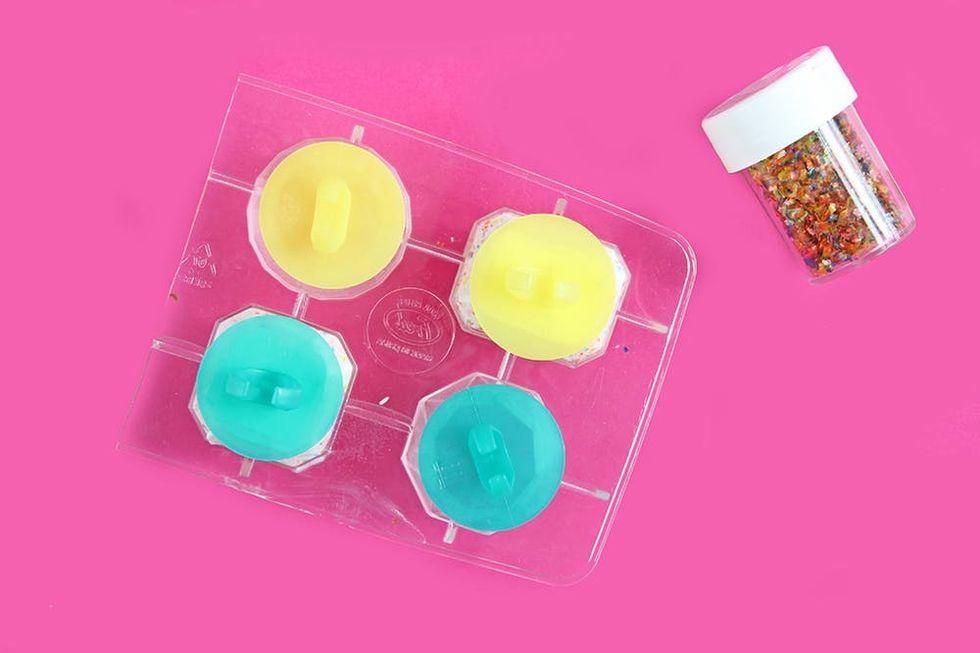 sticking ring pop ring into the chocolate