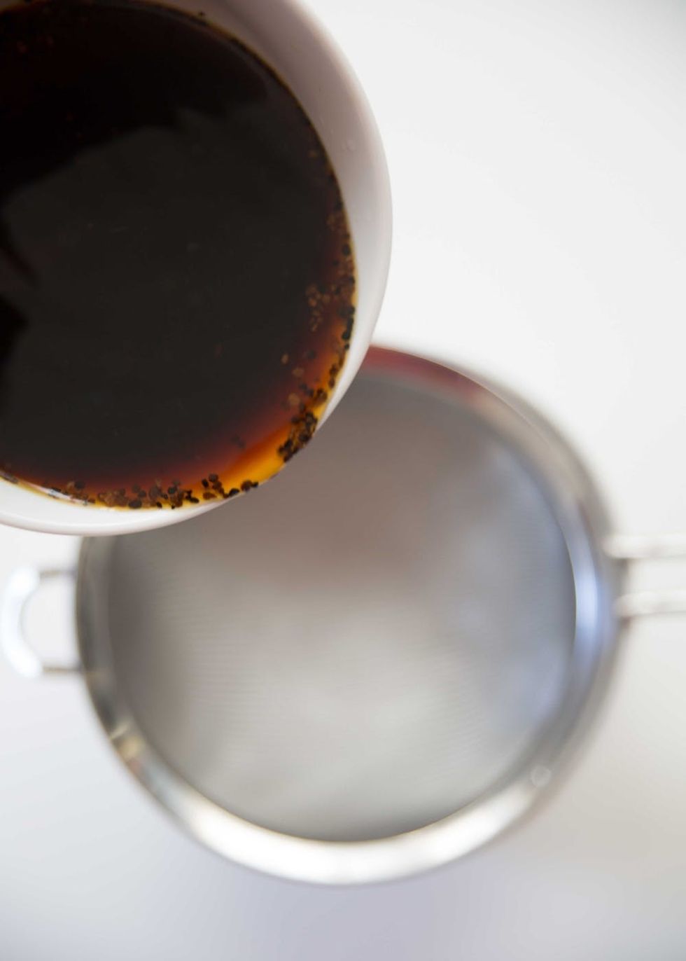 Strain out the chicory and dates from the brewed infusion. Reserve the dates to blend with the oat-milk.