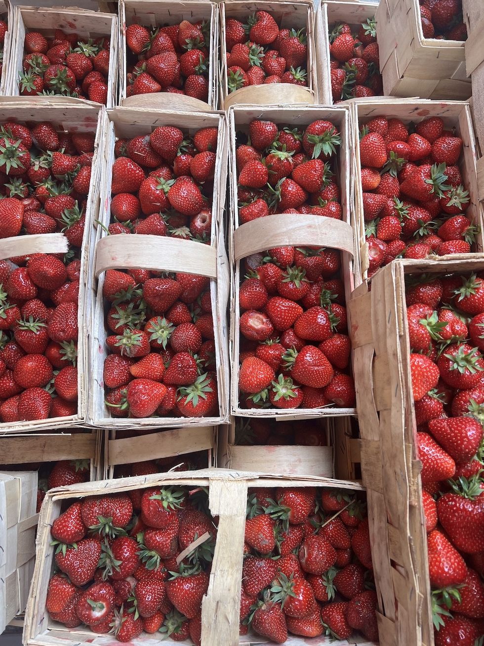 strawberries in baskets