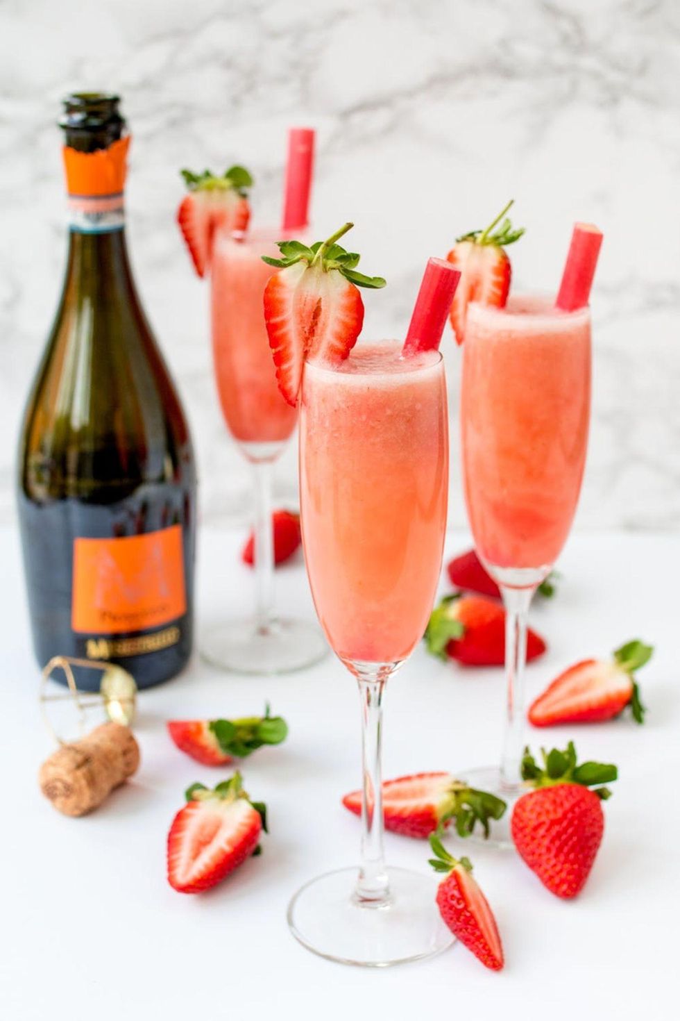 Strawberry And Rhubarb Bellinis