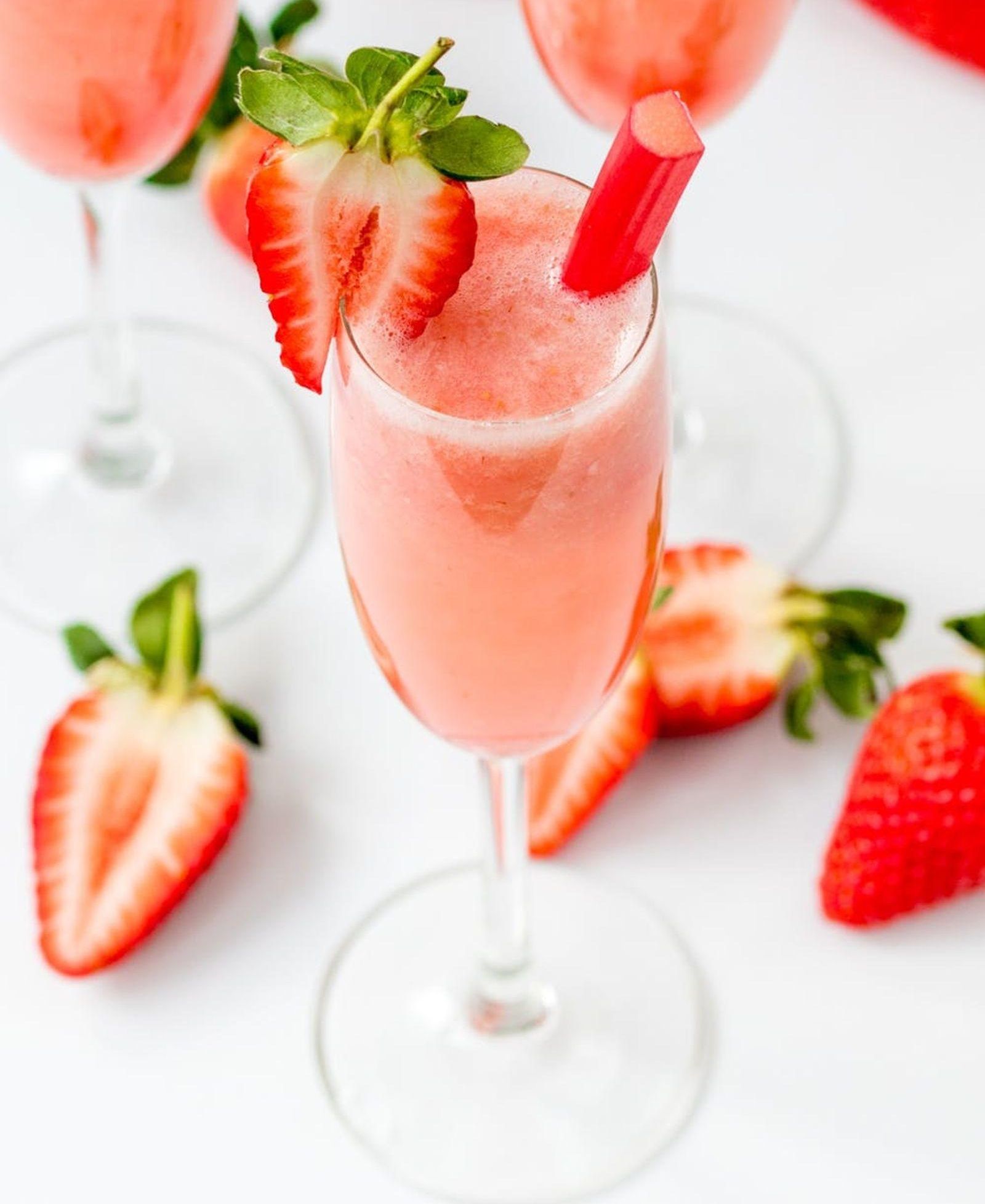 Strawberry And Rhubarb Bellinis