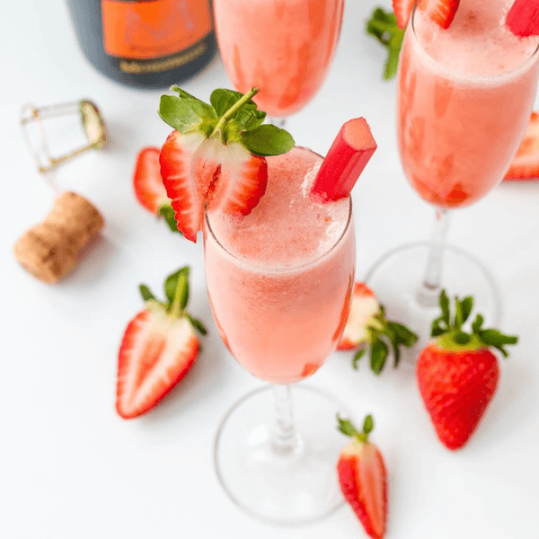 Strawberry and Rhubarb Bellinis