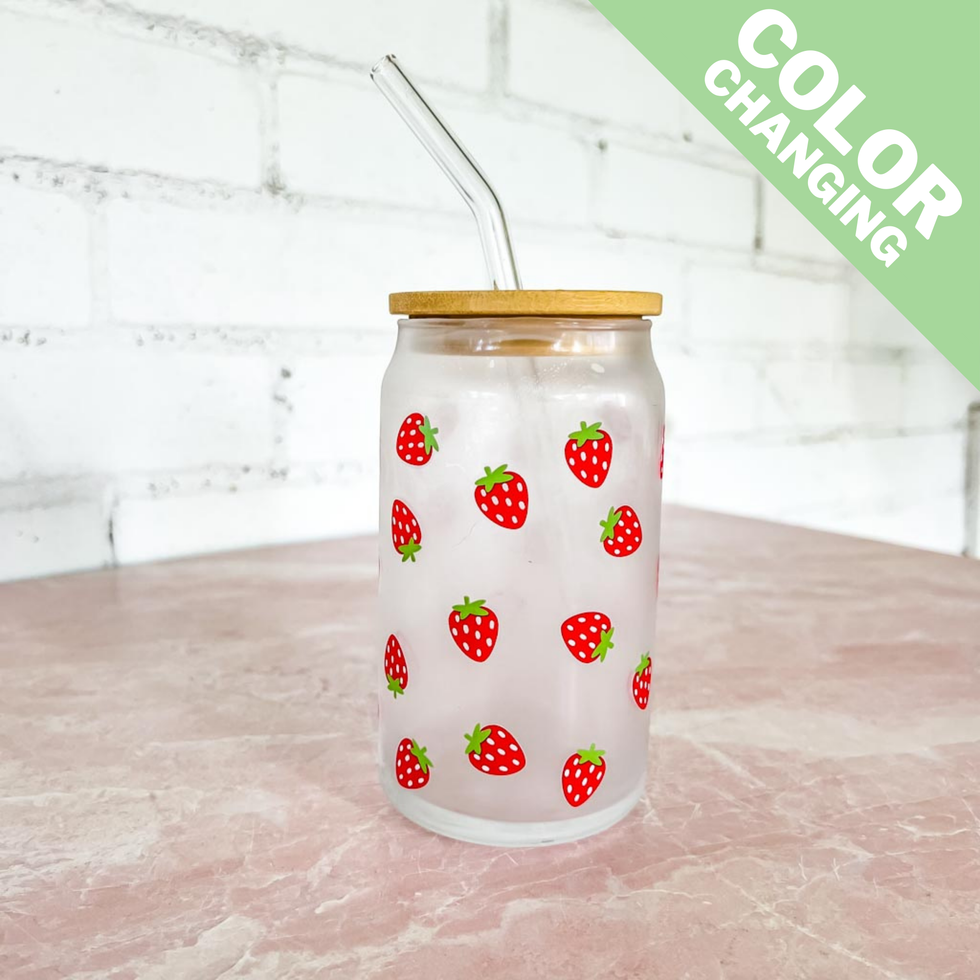 Strawberry Color Change Can Glass