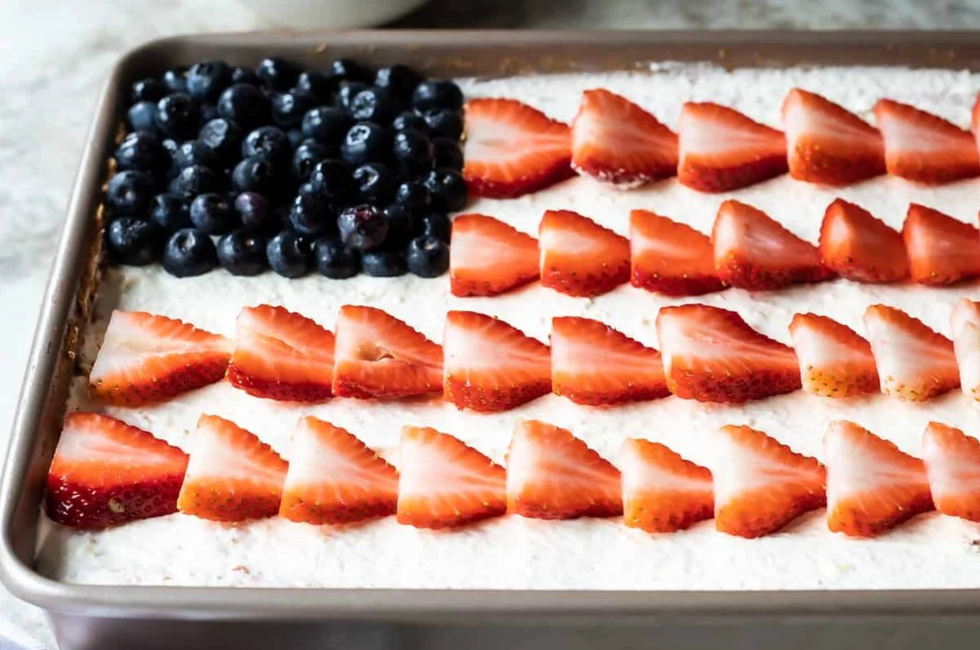 strawberry flag cake
