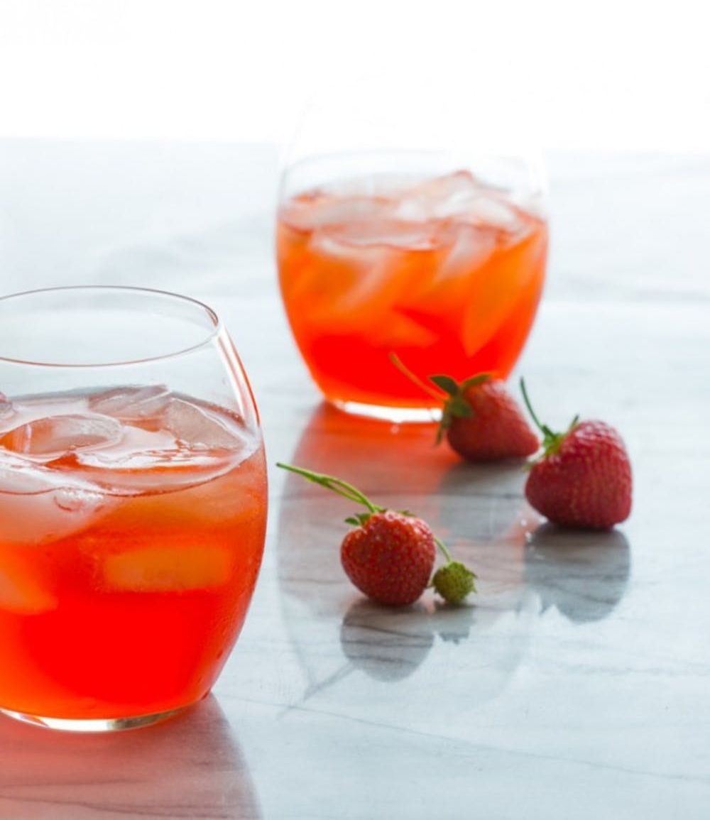 Strawberry Ginger Pink Lemonade Cocktail