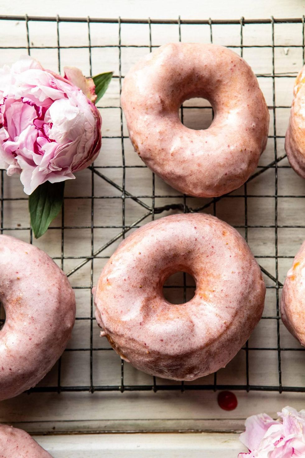 Strawberry Glazed Chai Doughnuts