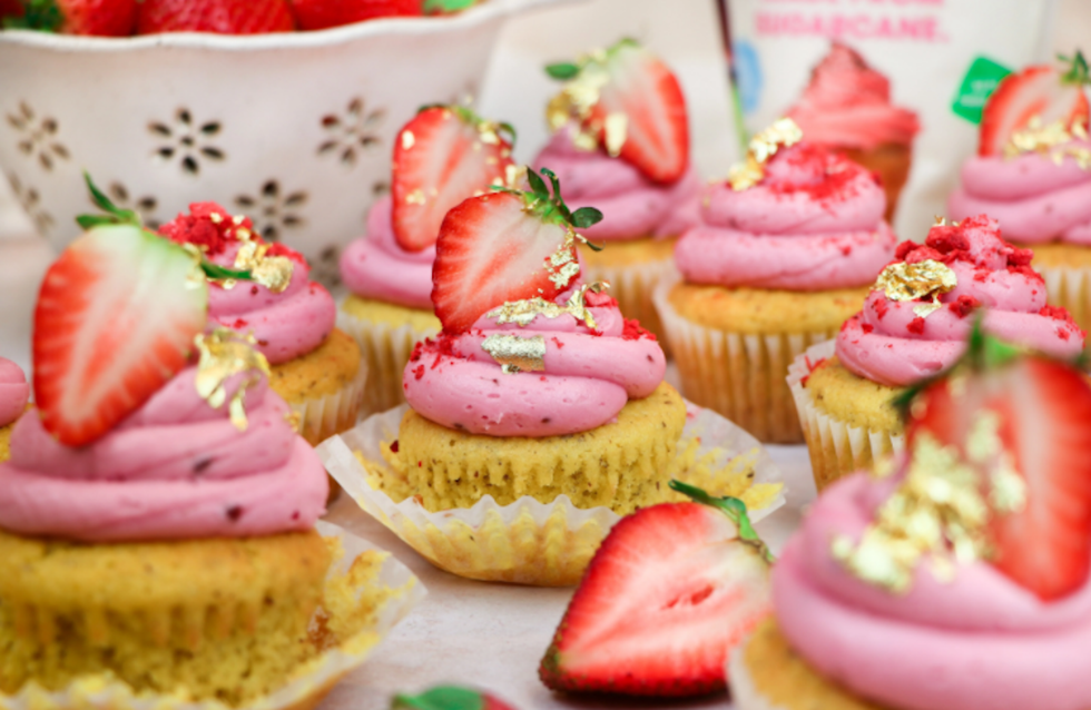 Strawberry Gold Leaf Cupcakes