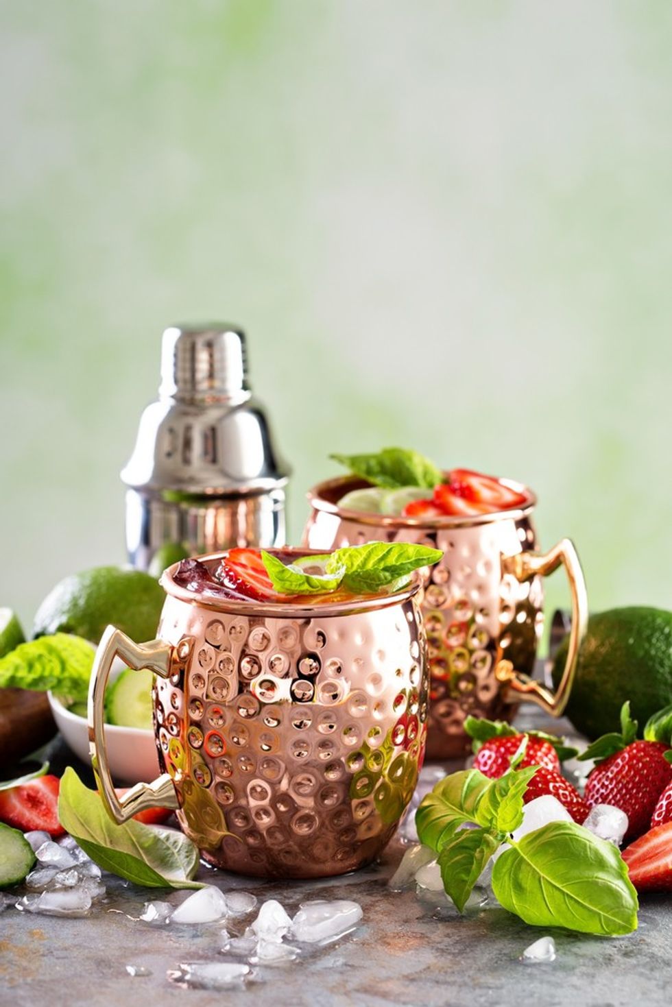 Strawberry-Infused Ginger Kombucha Moscow Mules