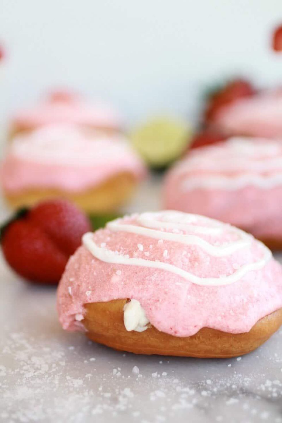 Strawberry Margarita Cream Filled Donuts