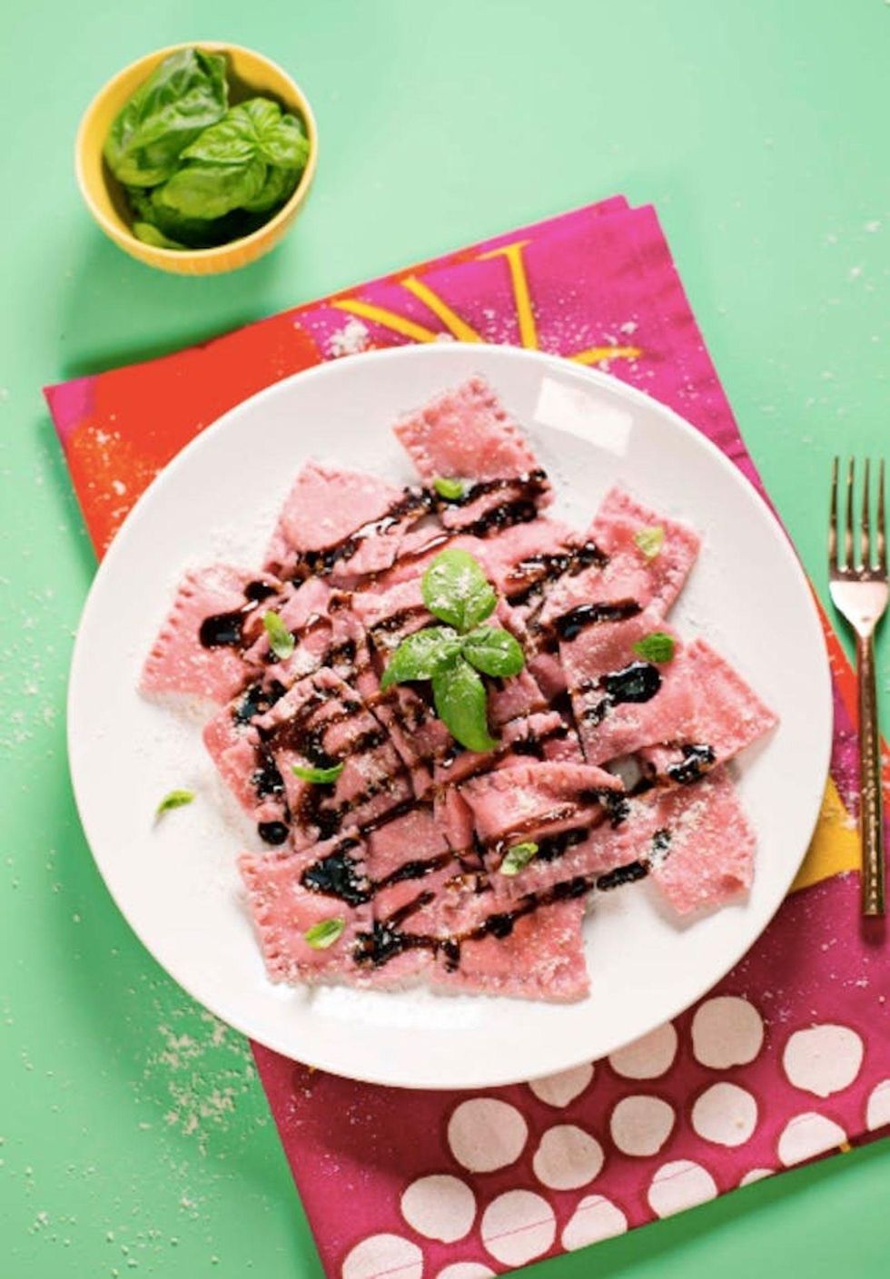 Strawberry Ravioli With Balsamic and Basil