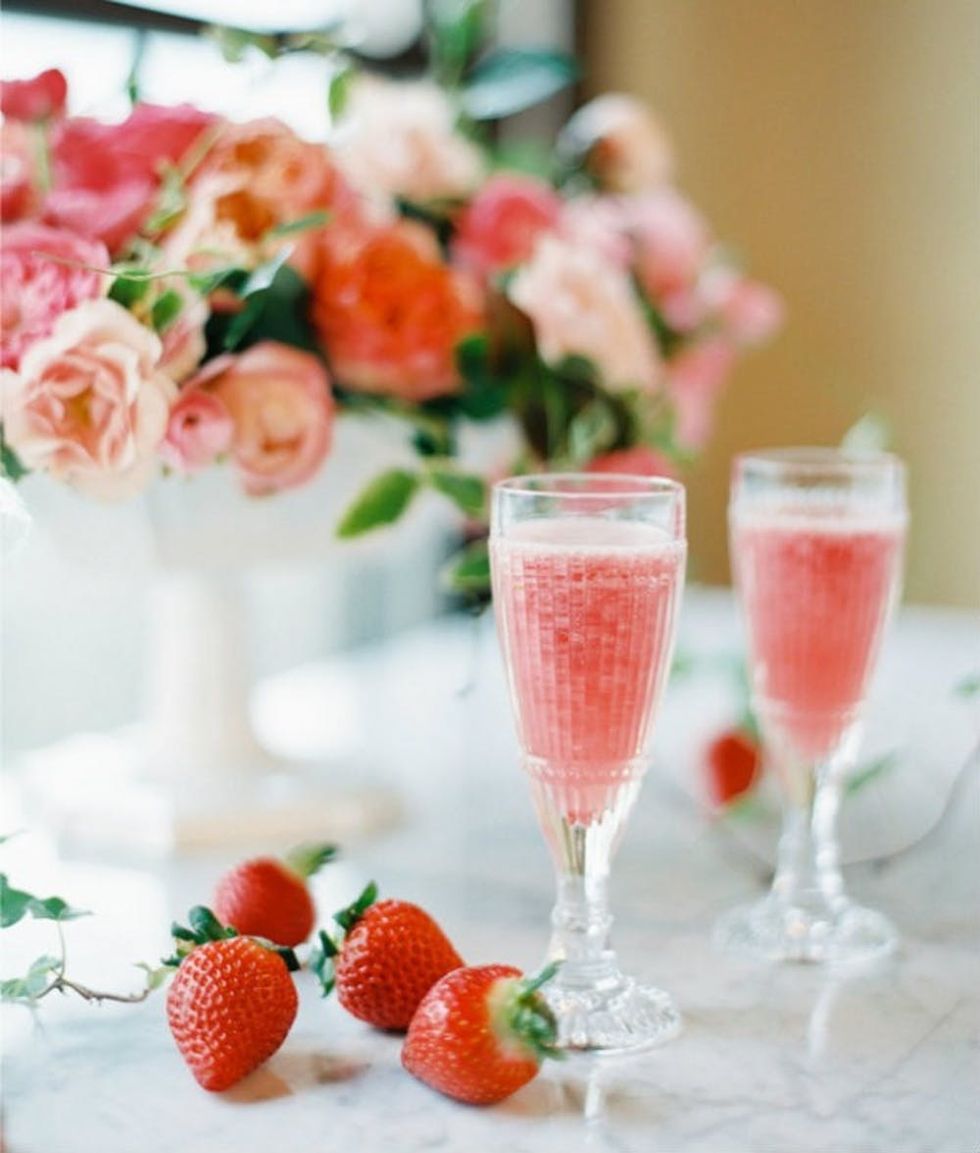Strawberry, Sorbet, Vodka + Champagne Cocktail