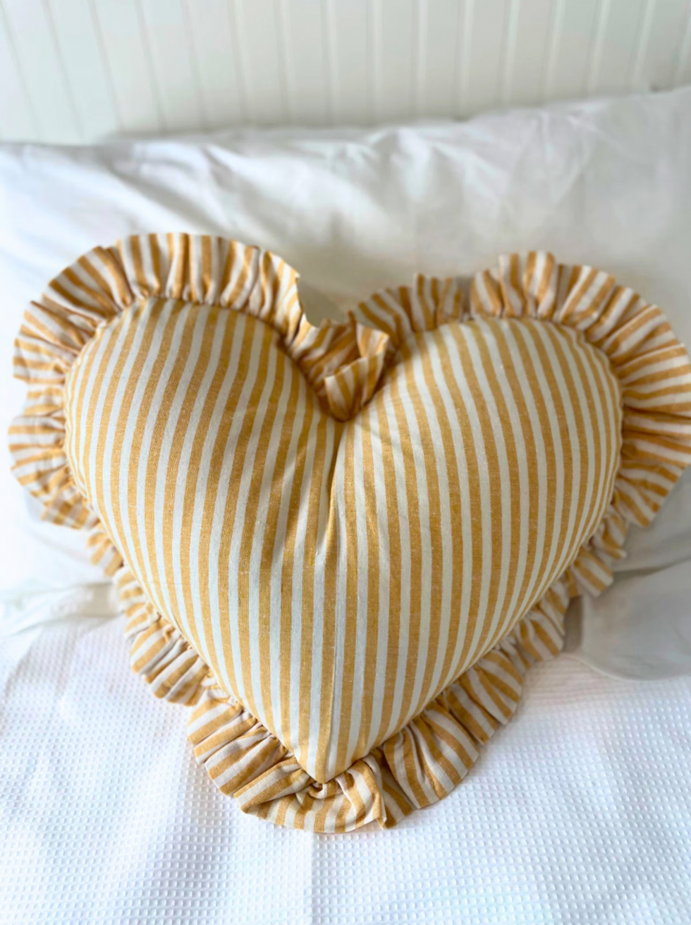stripe heart pillow