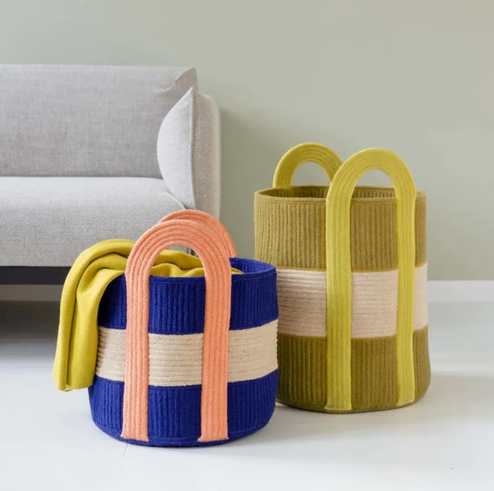 stripe storage basket