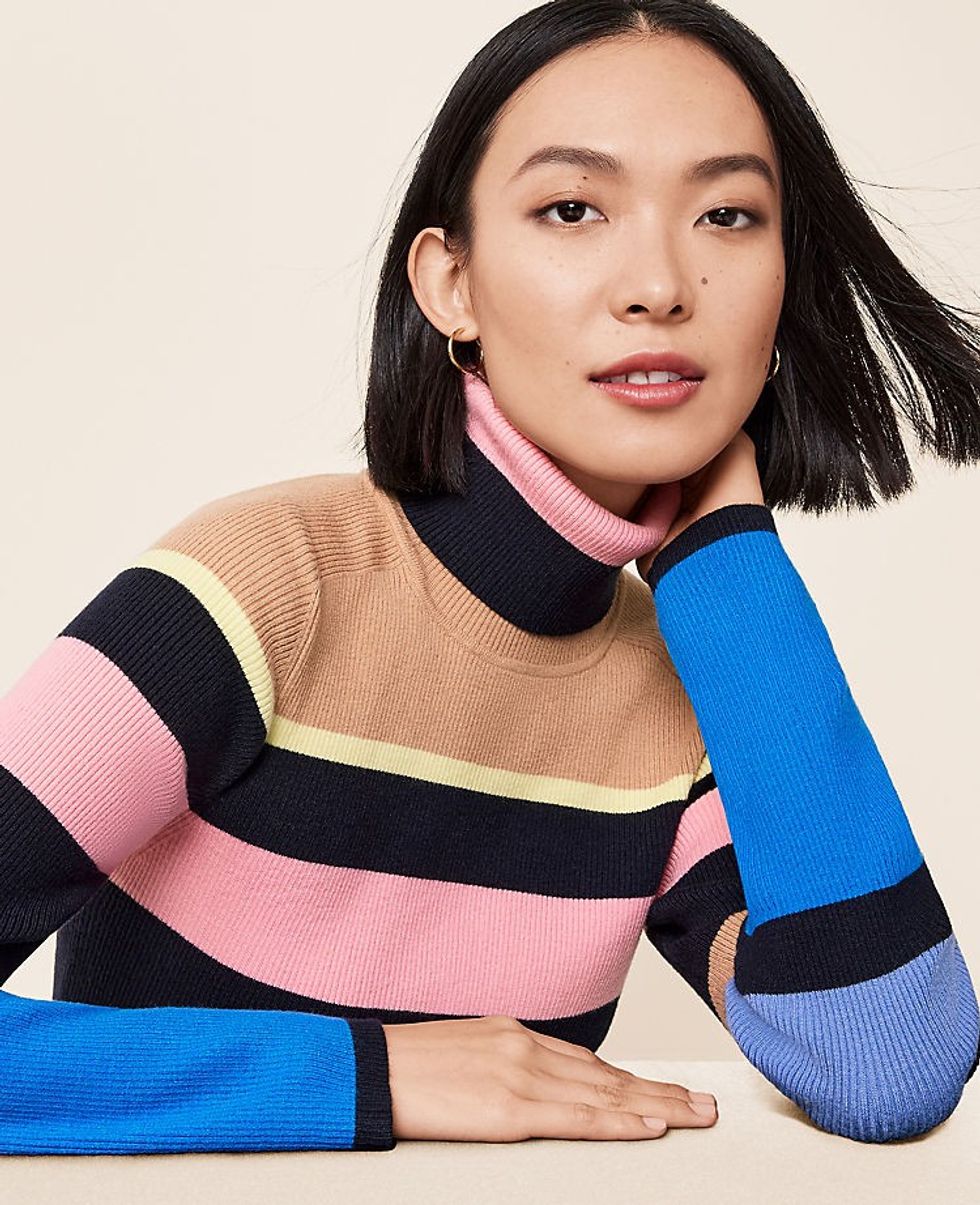 Striped Turtleneck Sweater Ann Taylor Sale