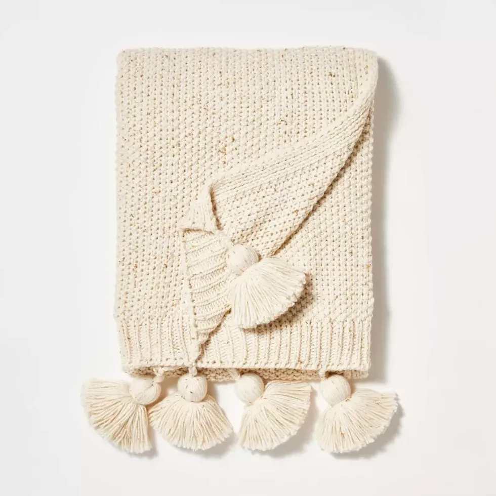 Studio Mcgee Knit Throw with Pom Tassels