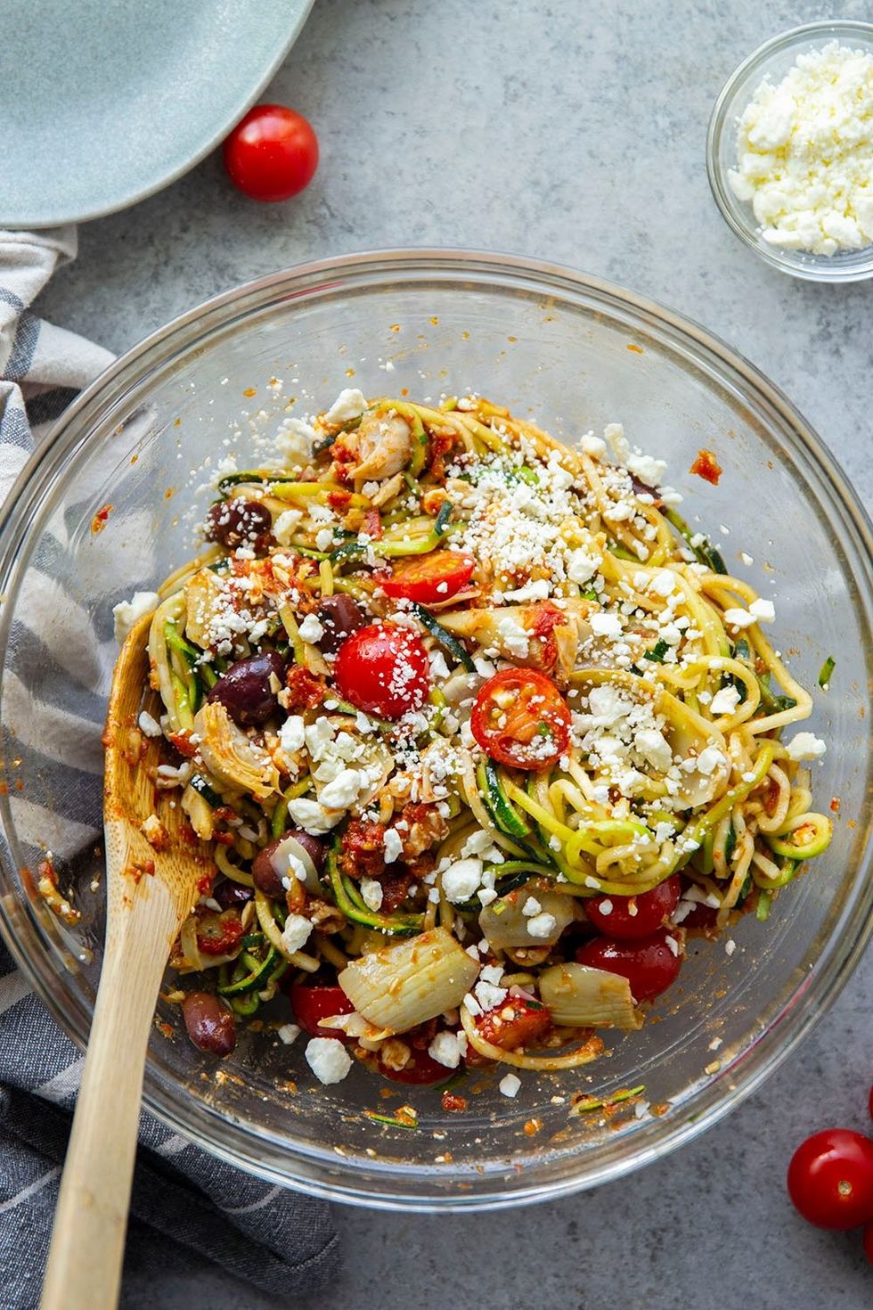 Sun-Dried Tomato Mediterranean Zucchini Noodle Salad