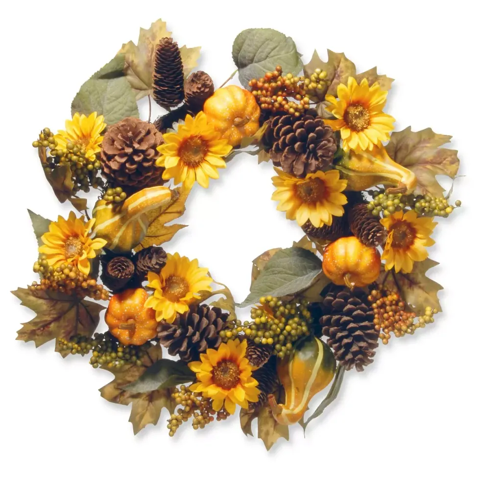 sunflower and pumpkin wreath
