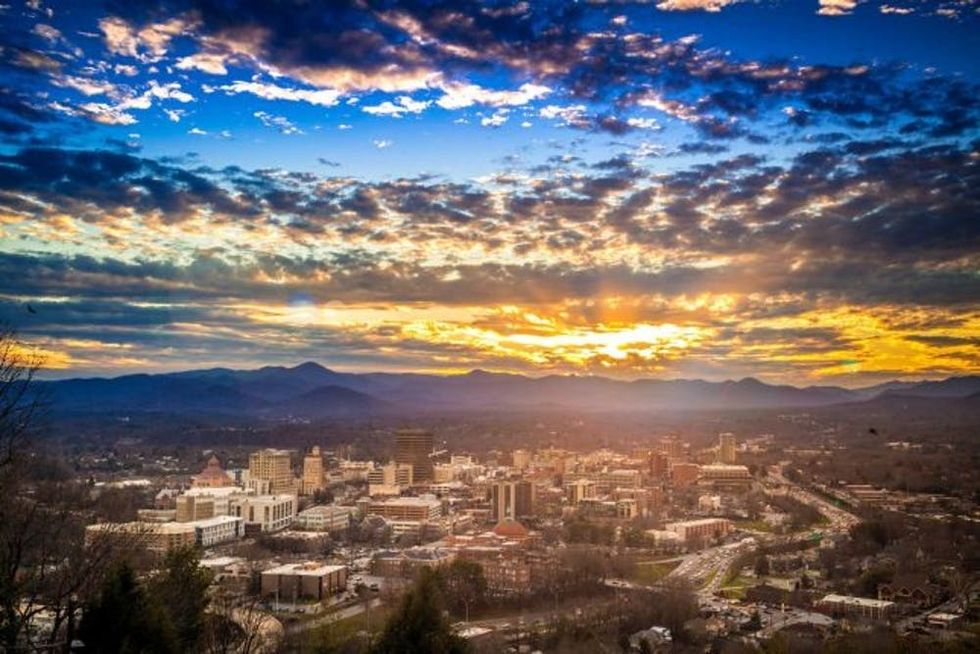 Sunset over Downtown Asheville North Carolina NC