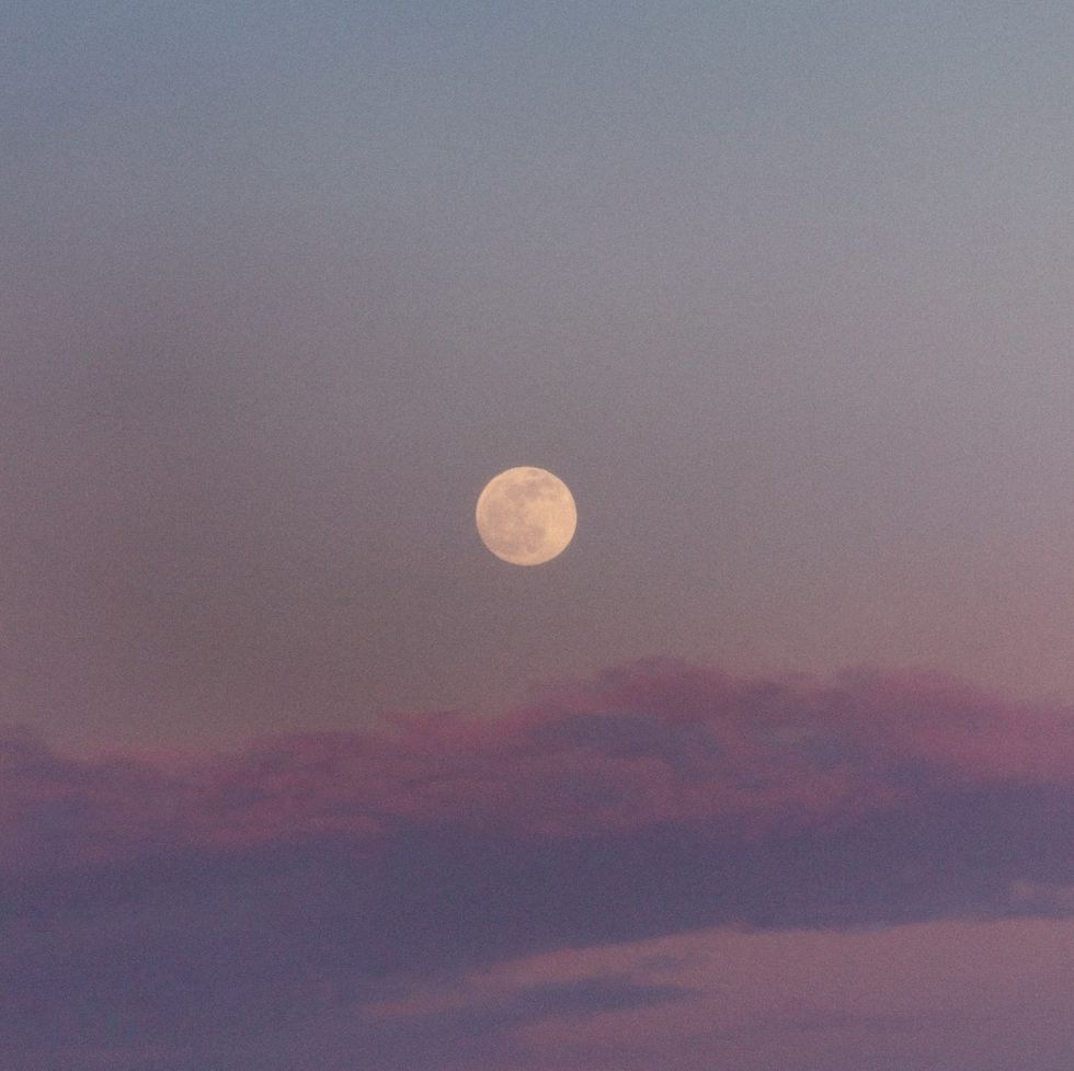 sunset sky with full moon