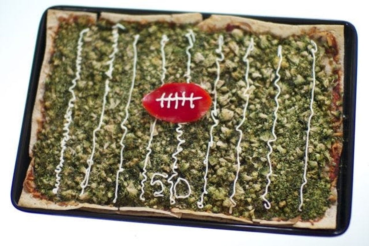 Super Bowl football field flatbread