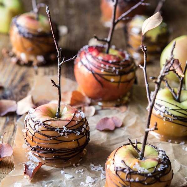 Sweet and Salty Chocolate Drizzled Cider Caramel Apples