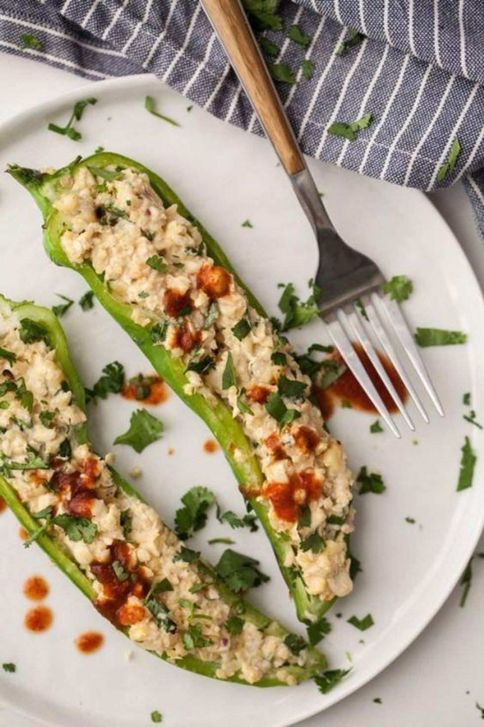 Sweet Corn and Goat Cheese Stuffed Peppers