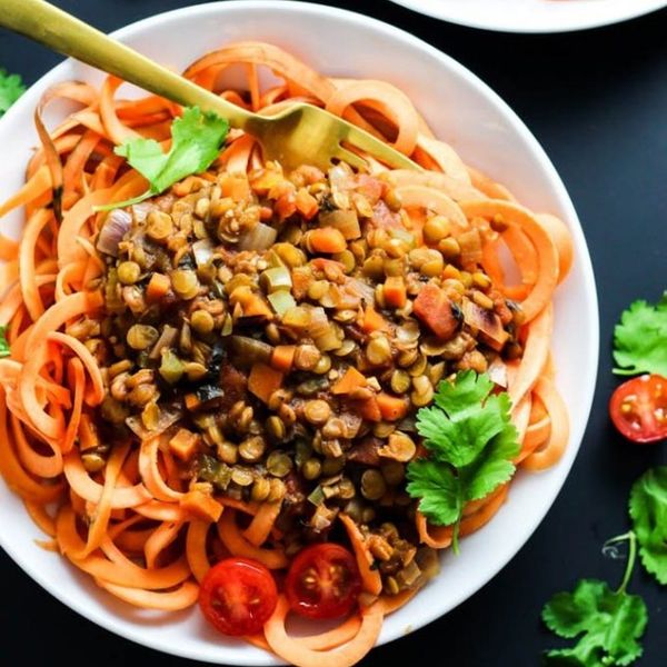 Sweet Potato Spaghetti With Lentil Sauce
