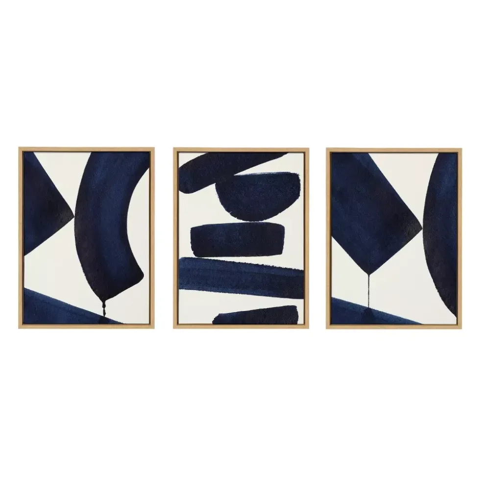 Sylvie Japandi Set Of 3 Framed Canvases