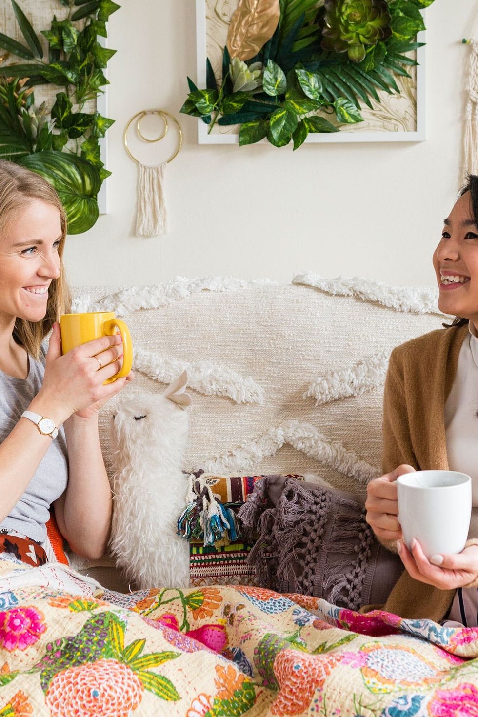 talking to a new friend using ice breakers while they sip warm drinks