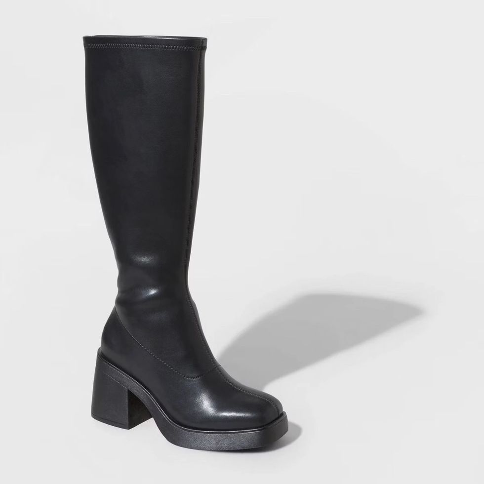 Tall Platform Stretch Tall Black Boots