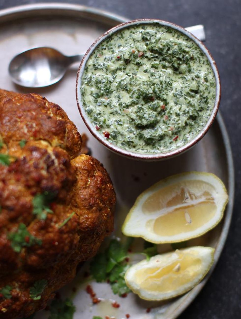 Tandoori Cauliflower with Mint Chutney
