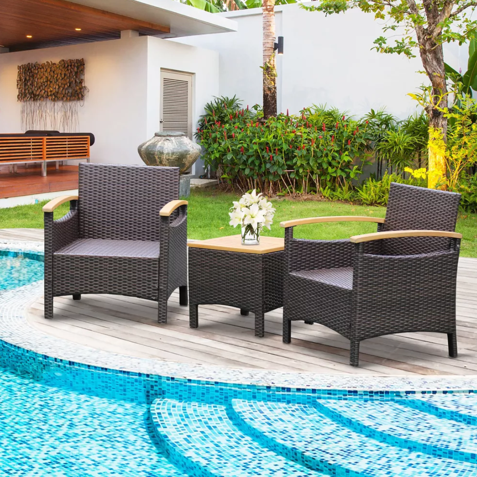 Tangkula Rattan Bistro Set