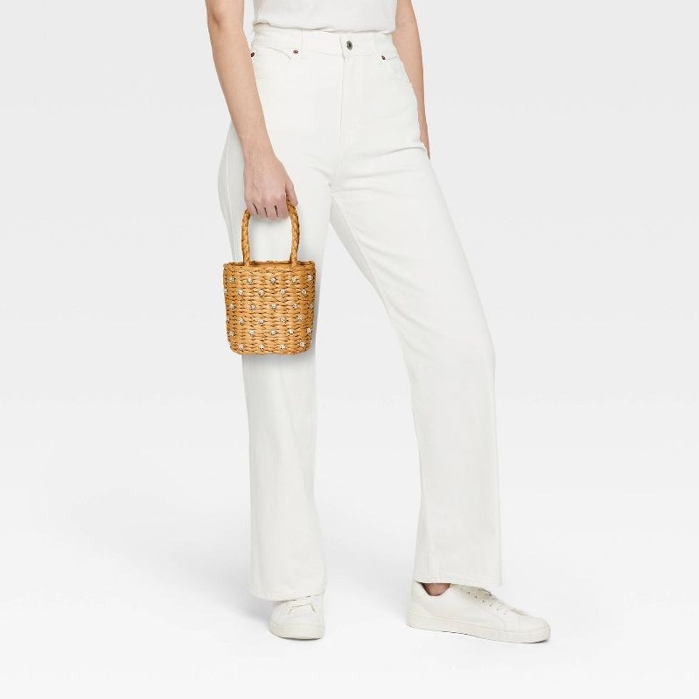 Target Mini Embellished Straw Bag