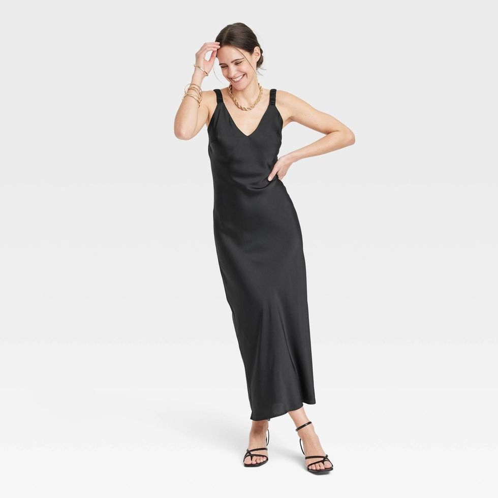 Target Women's Midi Perfect Slip Dress In Black