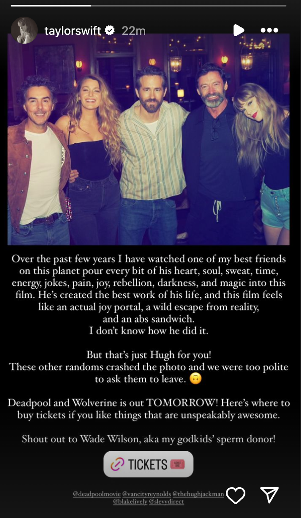 taylor swift instagram story