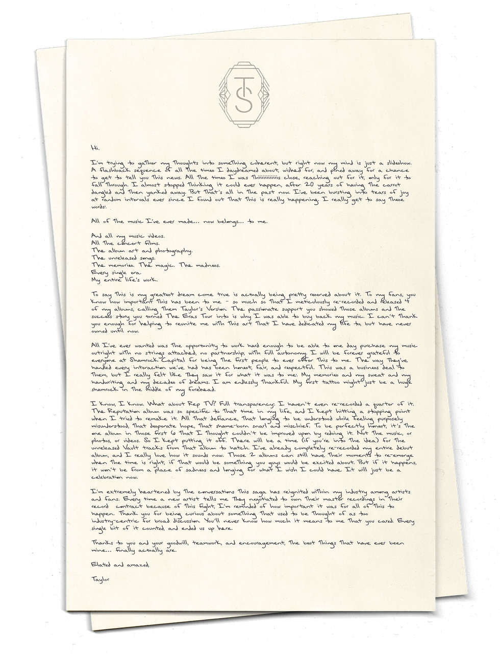 taylor swift masters statement