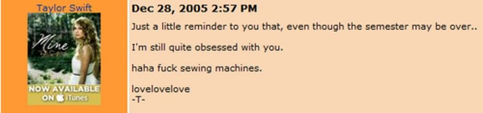 taylor swift myspace comment